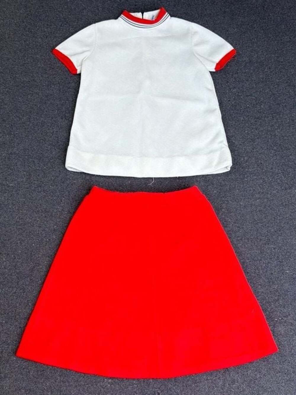 Vintage Biquette Original Red & White Orlon Skirt Set